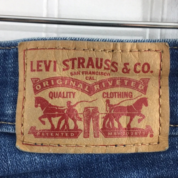 Levis 721 High Rise Skinny Jeans Womens 26‎ Medium Wash Cotton Distressed Denim - Picture 6 of 13